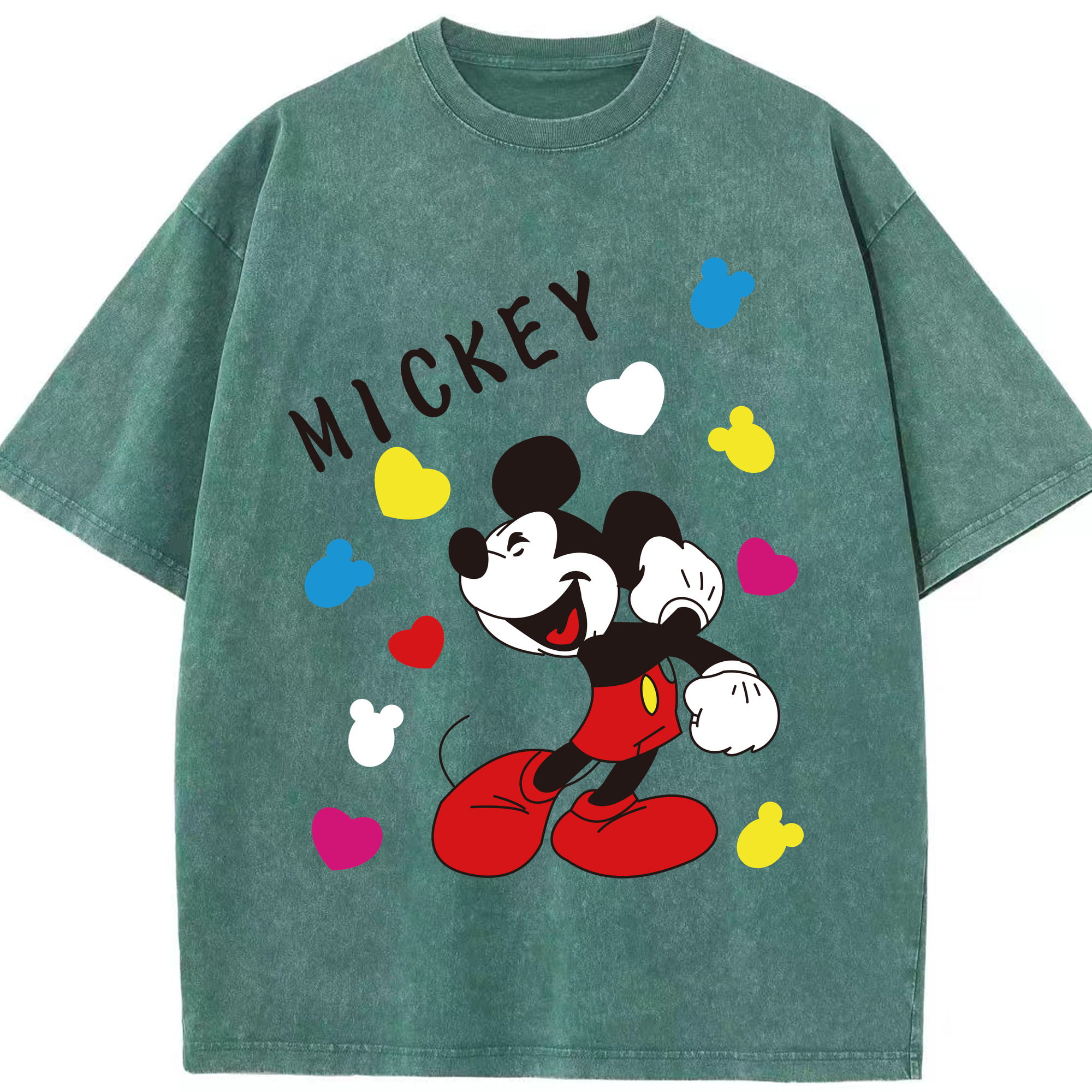 （画像用） ミッキーマウス Mickey Mouse 綿100% ヴィンテージ風 半袖Tシャツ（フロントプリント）